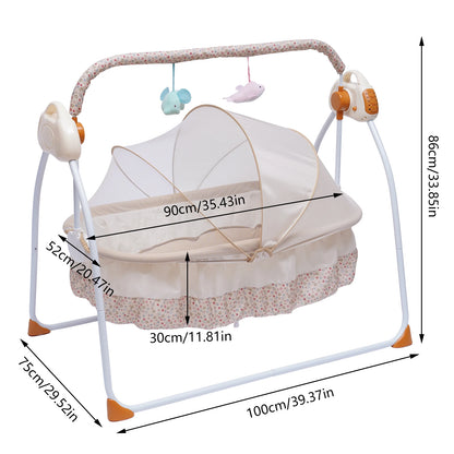 Electric Baby Cradle Auto Swing Rocker Cot Infant Sleeping Bed Swing Crib Kit Timer+Bluetooth Music+Mat+Pillow 5Gears Adjustable