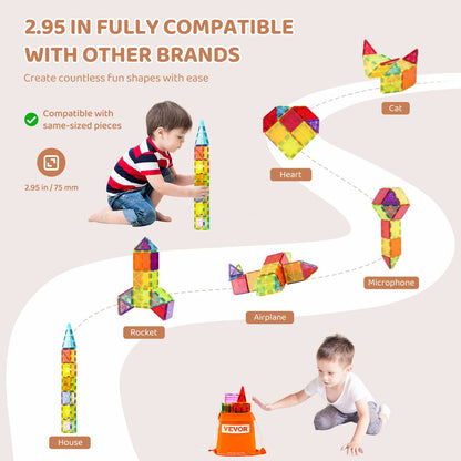 SucceBuy 32PCS Light Magnetic Tiles Building Blocks Magnet Educational STEM Sensory Stacking Toys for Toddlers Boys Girls Gifts