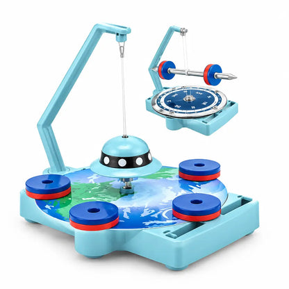 12-in-1 magnet science game set with STEM label on a blue grid background