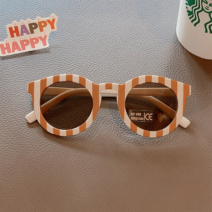 2025 New Kids Cute Checker Panel Color Round UV400 Sunglasses Baby Girls Outdoor Sun Protection Sunglasses Children Sun Glasses