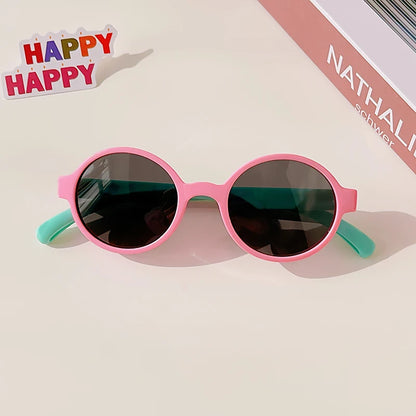 2025 New Kids Cute Checker Panel Color Round UV400 Sunglasses Baby Girls Outdoor Sun Protection Sunglasses Children Sun Glasses