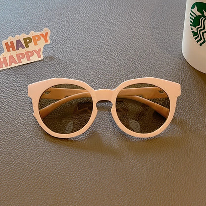 2025 New Kids Cute Checker Panel Color Round UV400 Sunglasses Baby Girls Outdoor Sun Protection Sunglasses Children Sun Glasses