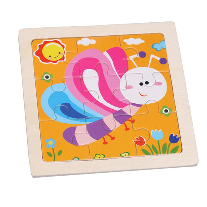 Hot Sale 11X11CM Kids Wooden Puzzle Baby Cartoon Animal Traffic Tangram Wood Puzzle Educational Jigsaw Toys For Children Gifts