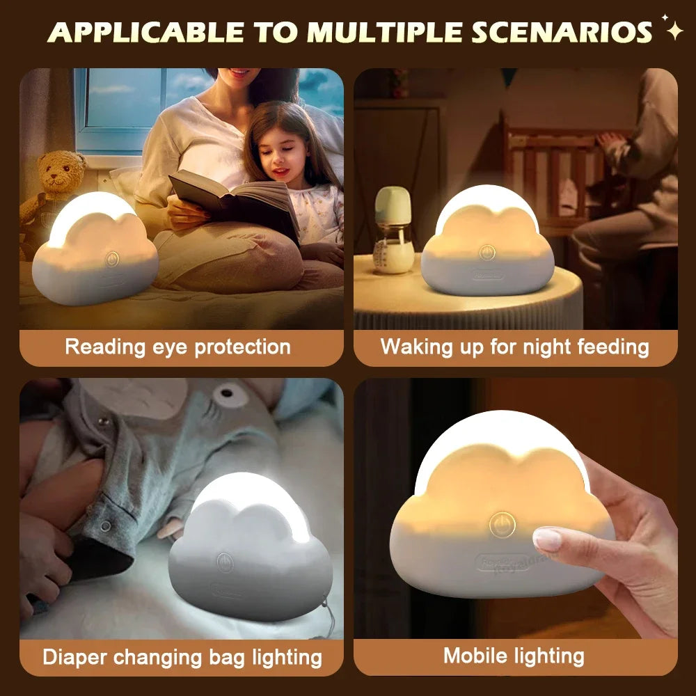 Hot Sales Cute Cloud Night Light Mini USB Wireless Adorable Cloud Shape LED Night Light For Bedroom Baby Children Creative Gift