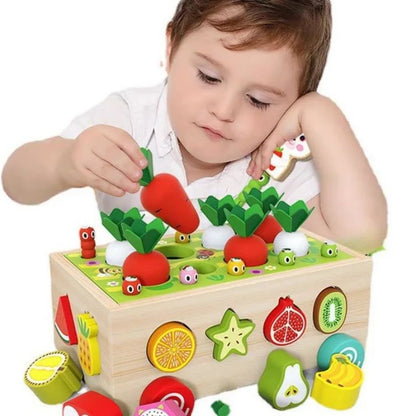 Montessori Toys for Baby Boys Girls1 2 3 4Year Wooden Puzzle Carrot Harvest Toy Game Shape Sorting Educational Toys for Children