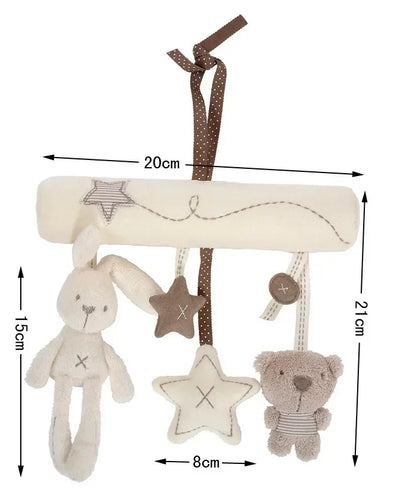 Soft Animal Rabbit Plush Toy Hanging Rattles for Baby Crib Car Safety Seat Travel Stroller Hanging Bell Plush Doll For Newborn