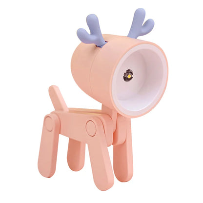 Mini Led Night Lights Folding Desk Lamp Cartoon Cute Pet Dog Deer Shape Nightlights Adjustable Kids Bedroom Bedside Decor Gift