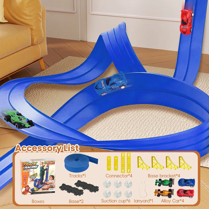 DIY track assembled aluminum alloy pull-back racing car gravity slide boys and girls educational toys holiday Christmas gifts