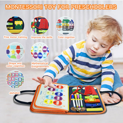 Montessori Busy Board for Ages 3-6 - Sensory Educational Toy for Early Learning & Fine Motor Skills Development