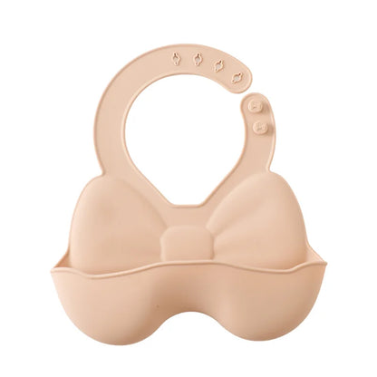 Baby Waterproof Bibs Toddler Silicone Bibs Cute Bowknot Aprons Kids Bib Girl Boy Adjustable Soft Silicone Bib Baby Feeding