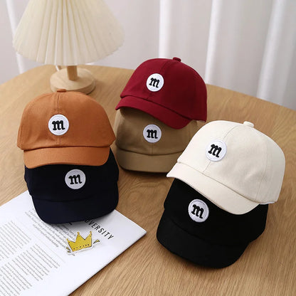 Korean Letter Embroidered Baby Cap Summer Toddler Boys Girls Cotton Baseball Caps Solid Color Kids Adjustable Peaked Hat