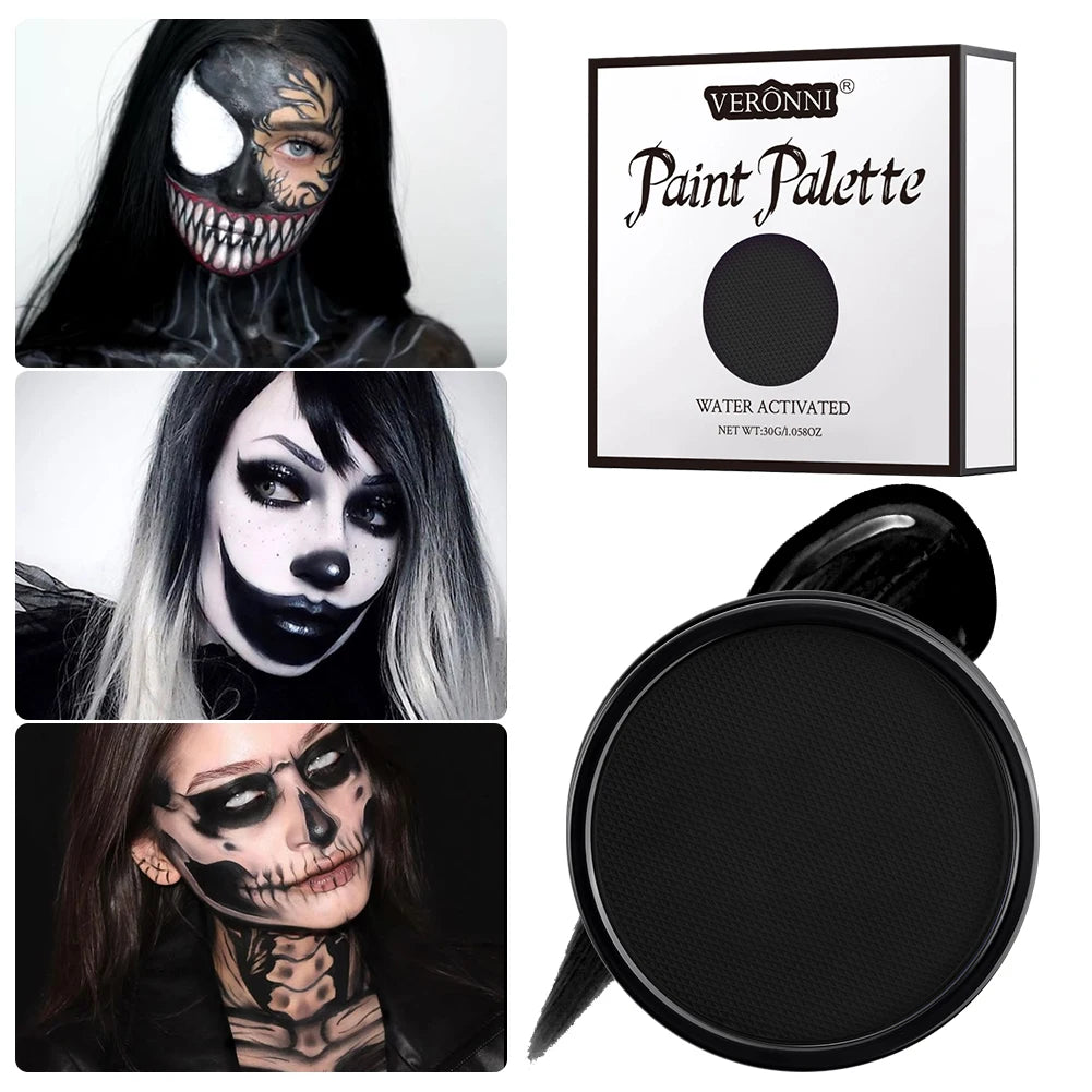 Water Activated Face & Body Paint - 6 Colors with Brush