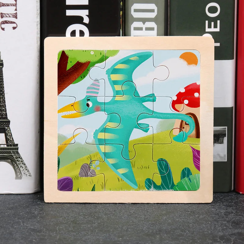 Hot Sale 11X11CM Kids Wooden Puzzle Baby Cartoon Animal Traffic Tangram Wood Puzzle Educational Jigsaw Toys For Children Gifts