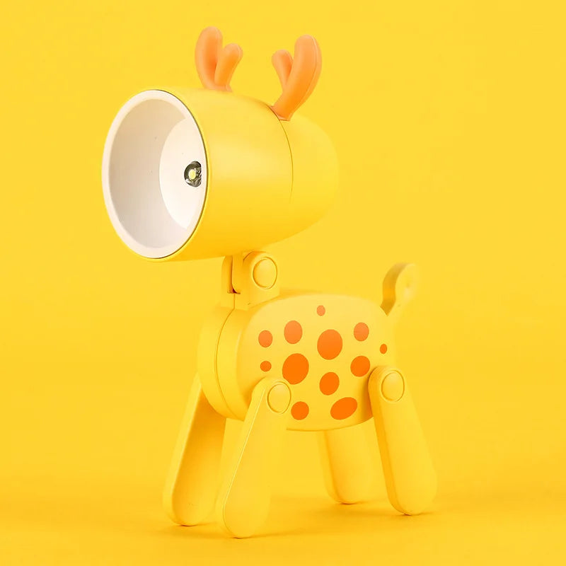 Mini Led Night Lights Folding Desk Lamp Cartoon Cute Pet Dog Deer Shape Nightlights Adjustable Kids Bedroom Bedside Decor Gift