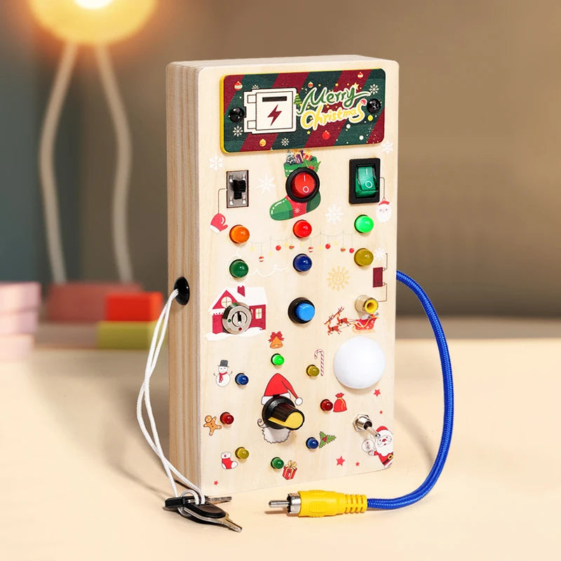 Kids Early Education Toys Electronic Led Light Baby Wooden Sensory Busy Board Montessori  For Toddler Christmas Gifts