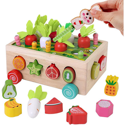 Montessori Toys for Baby Boys Girls1 2 3 4Year Wooden Puzzle Carrot Harvest Toy Game Shape Sorting Educational Toys for Children
