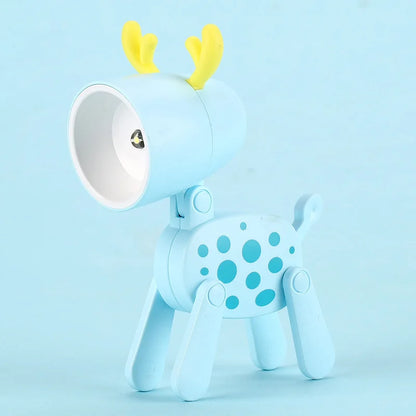 Mini Led Night Lights Folding Desk Lamp Cartoon Cute Pet Dog Deer Shape Nightlights Adjustable Kids Bedroom Bedside Decor Gift