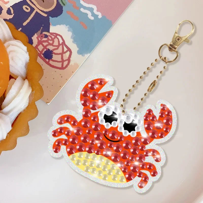 New 15 Piece Diamond Painting Handicraft Set for Children's Handmade DIY Mermaid Animal Keychain as a Gift for Children's