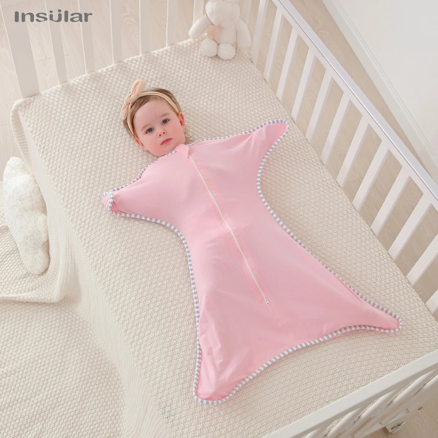 Insular Newborn Baby Girl Boy Anti-Startle Cotton Baby Wrap Receiving Swaddling Blanket