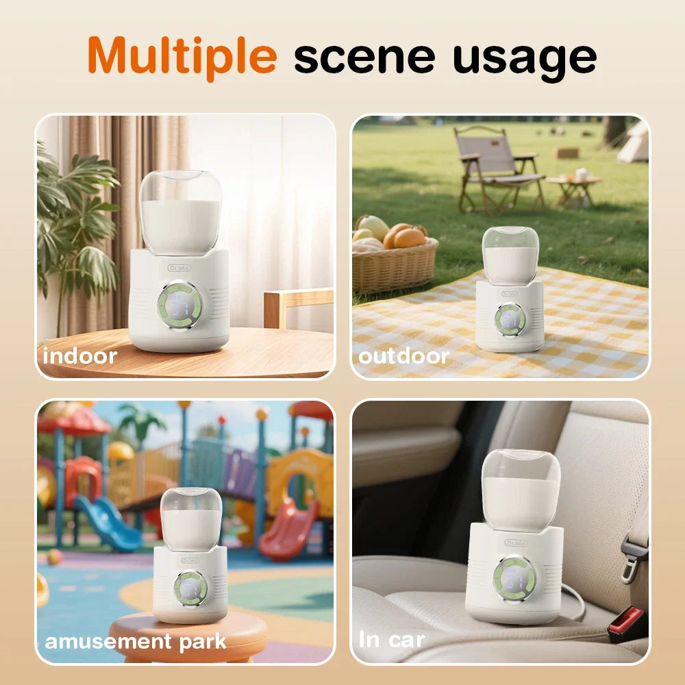 Portable Baby Milk Warmer LED Display Nursing Bottle Heater for Outdoor Travel with Dry Burn Prevention Baby Feeding Accessory