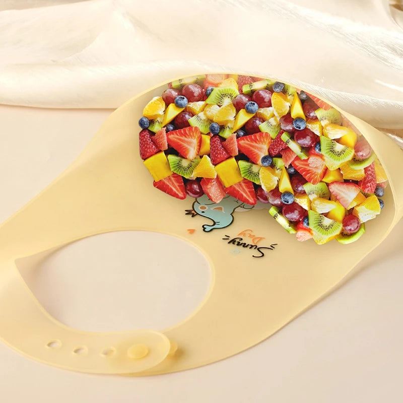Waterproof Baby Bibs Baby Stuff Cute Cartoon Animal Printed Kids Bib Girl Boy Adjustable Soft Silicone Bib Baby Feeding Stuff