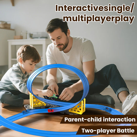 DIY track assembled aluminum alloy pull-back racing car gravity slide boys and girls educational toys holiday Christmas gifts