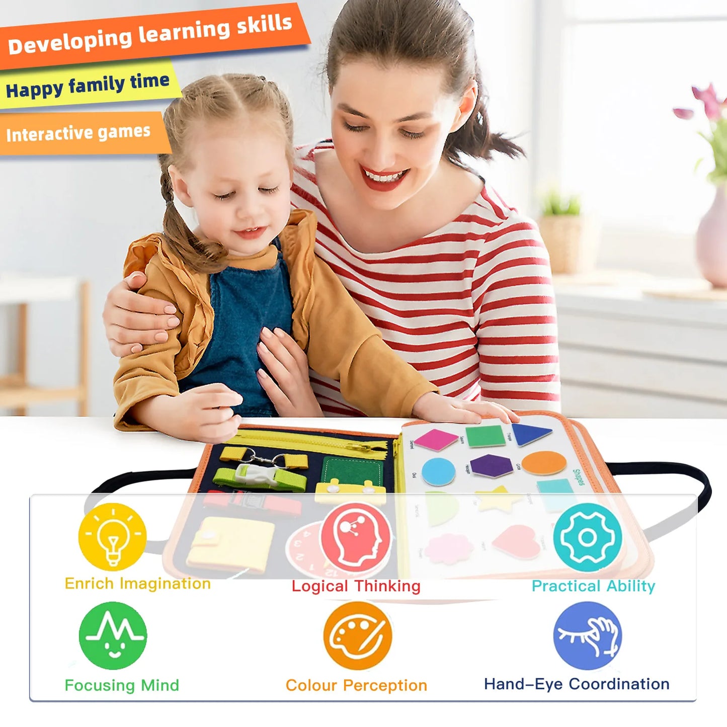 Montessori Busy Board for Ages 3-6 - Sensory Educational Toy for Early Learning & Fine Motor Skills Development