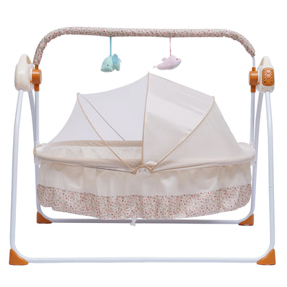 Electric Baby Cradle Auto Swing Rocker Cot Infant Sleeping Bed Swing Crib Kit Timer+Bluetooth Music+Mat+Pillow 5Gears Adjustable