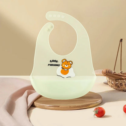 Waterproof Baby Bibs Baby Stuff Cute Cartoon Animal Printed Kids Bib Girl Boy Adjustable Soft Silicone Bib Baby Feeding Stuff