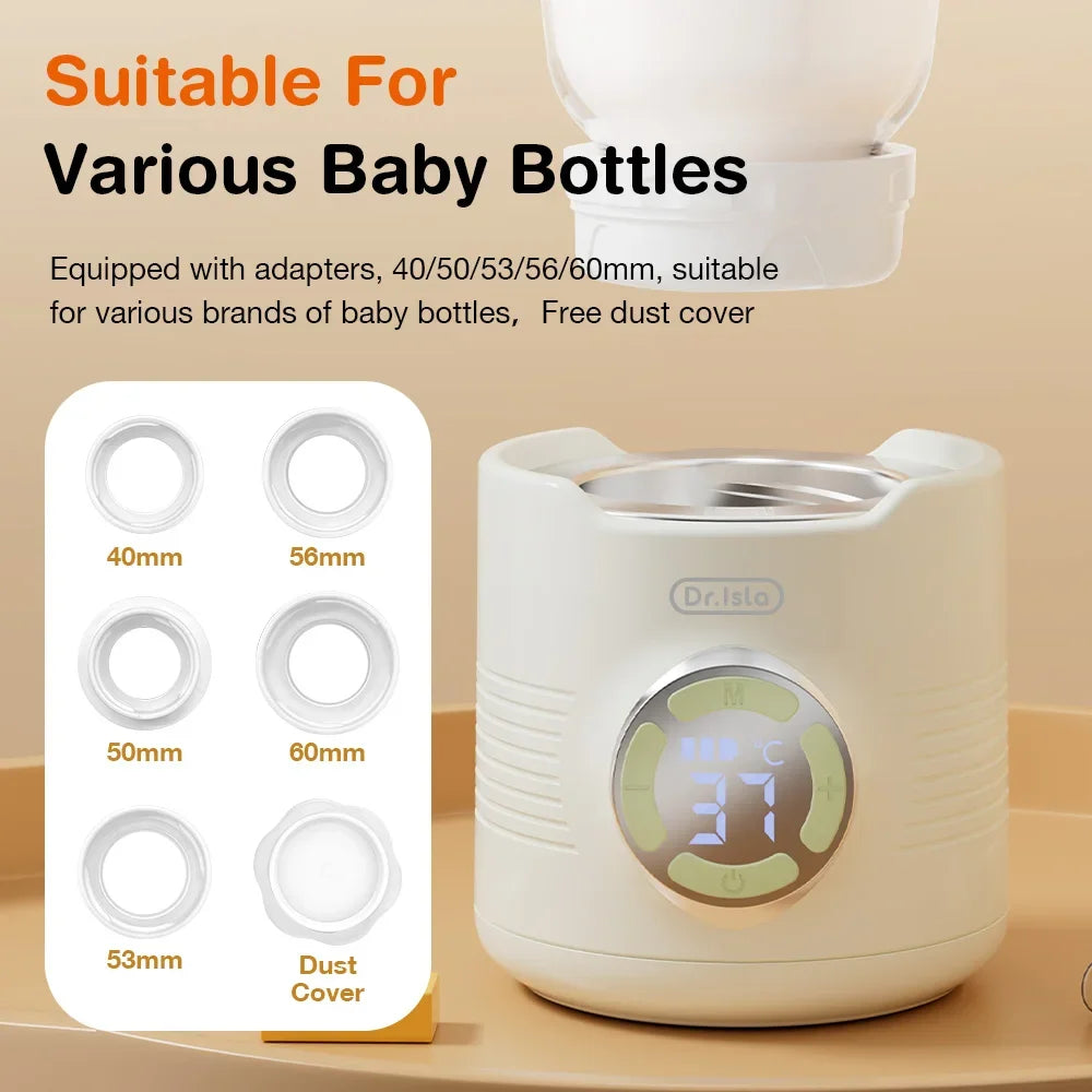 Portable Baby Milk Warmer LED Display Nursing Bottle Heater for Outdoor Travel with Dry Burn Prevention Baby Feeding Accessory