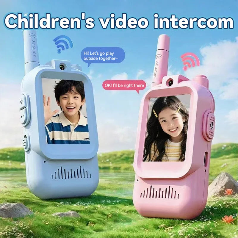 Set of 2 PCs Kids Video Walkie Talkie Toy with HD Camera - Pink and Blue