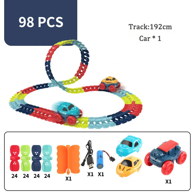LED Flexible Racing Track Car Set