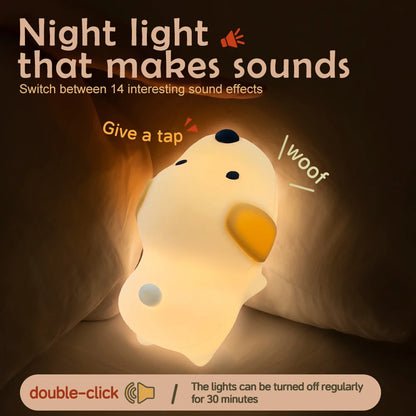 Silicone Dog Nursery Night Light 3 Level Brightness Cat Sleeping Nightlights Touch Sensor Beside Lamp For Kids Room