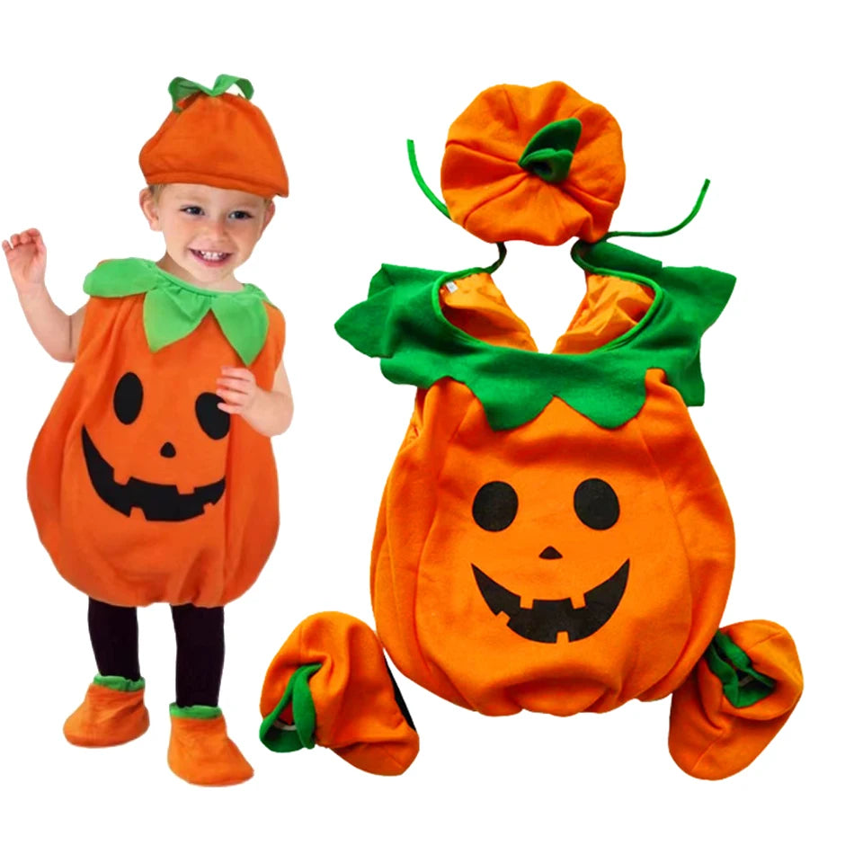 Kids Pumpkin Costume with Hat for Boys & Girls