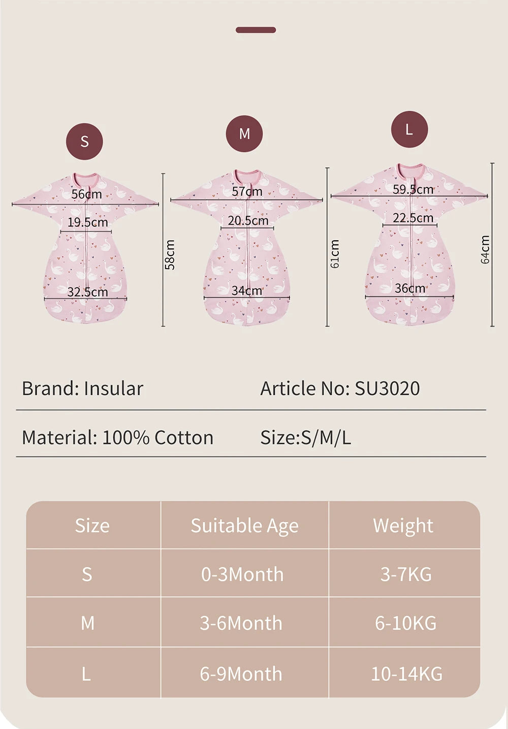 INSULAR Baby Cotton Sleeping Bags Newborn Anti-shock Sleepsacks Raised Hand Surrender Blankets Infant Cartoon Anti-startle Jump