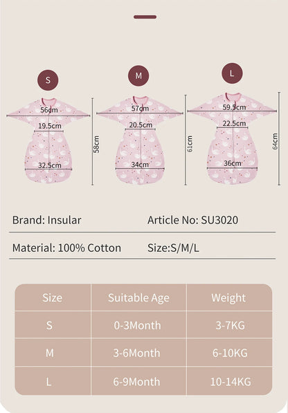 INSULAR Baby Cotton Sleeping Bags Newborn Anti-shock Sleepsacks Raised Hand Surrender Blankets Infant Cartoon Anti-startle Jump