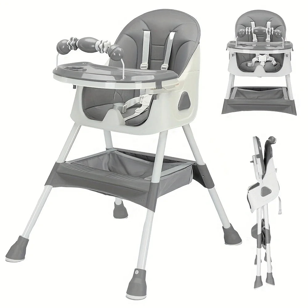 Foldable Baby High Chair 6 Months Plus, with Large Antislip Pad & Rack, Easy to Clean Feeding , E500