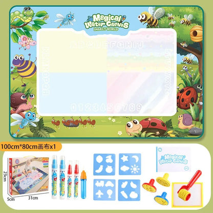 100x80CM Magic Water Drawing Mat with Reusable Magic Pens Montessori Painting Board for Doodling Educational Toys and  Gifts