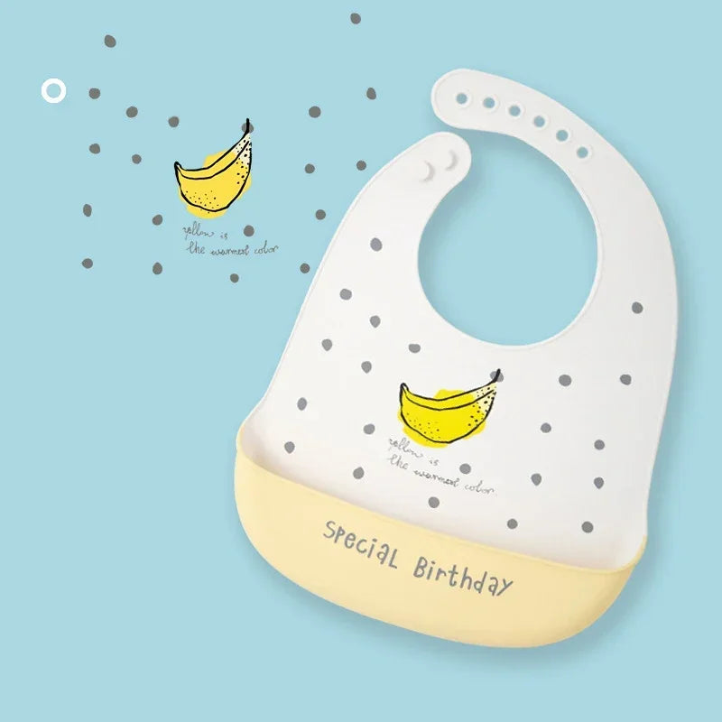 Waterproof Baby Bibs Baby Stuff Cute Cartoon Animal Printed Kids Bib Girl Boy Adjustable Soft Silicone Bib Baby Feeding Stuff