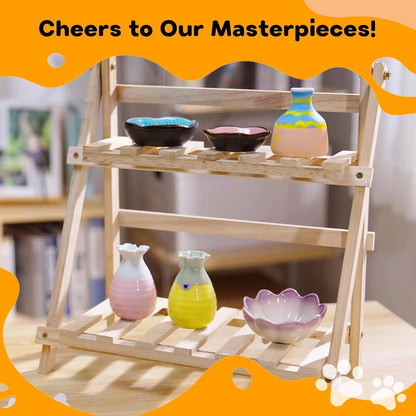 Pottery Wheel for Kids 8-12, Complete Art & Craft Set with 3 Pack Air Dry Clays, Paints - DIY Ceramic Maker Mini for Beginners C