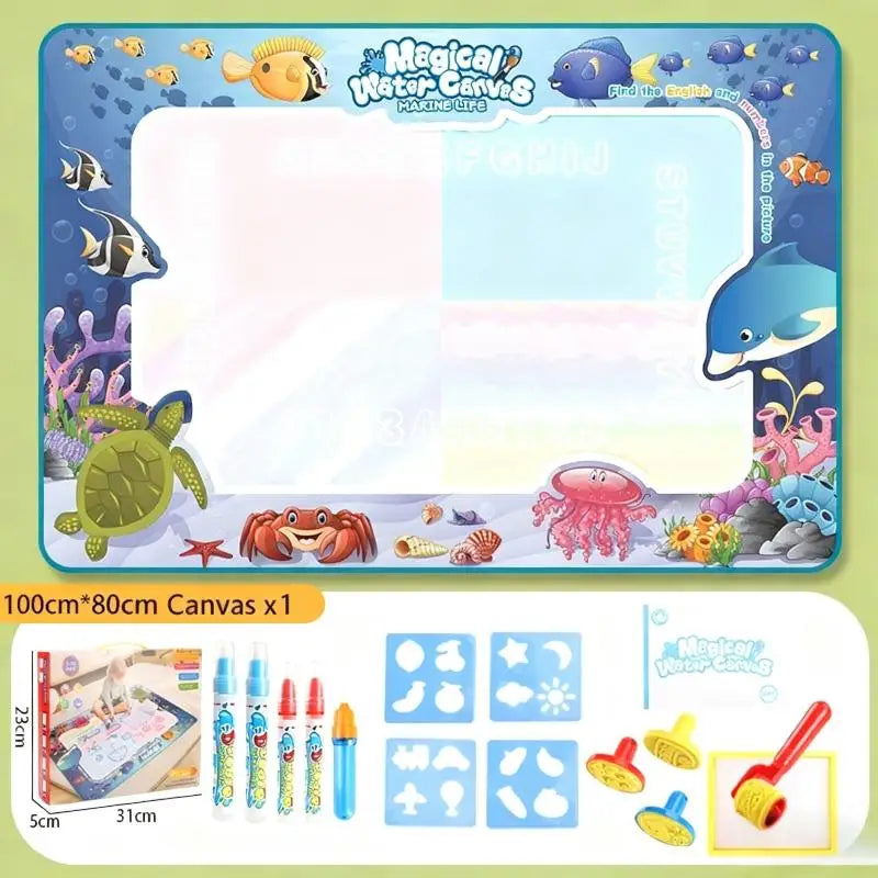100x80CM Magic Water Drawing Mat with Reusable Magic Pens Montessori Painting Board for Doodling Educational Toys and  Gifts