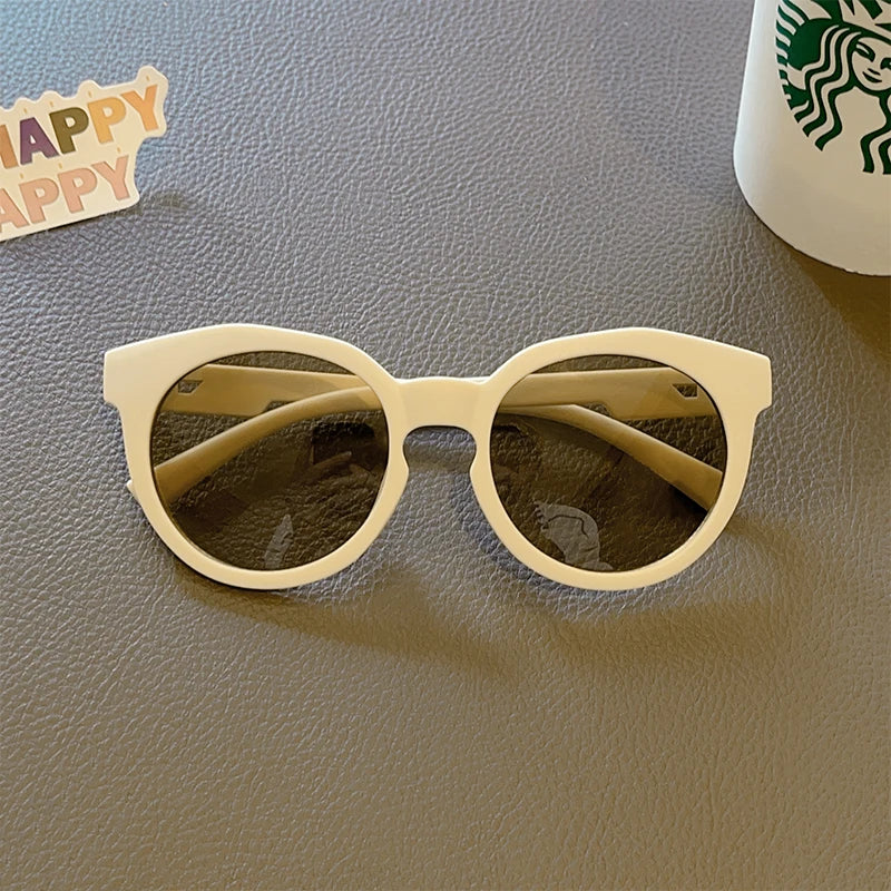 2025 New Kids Cute Checker Panel Color Round UV400 Sunglasses Baby Girls Outdoor Sun Protection Sunglasses Children Sun Glasses