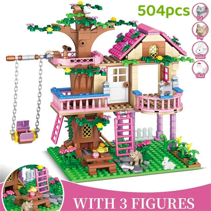 Creative Girls Friends Friendship House Building Blocks Summer Treehouse Camping Model Classic Girl's Princess Bricks Toy Gift