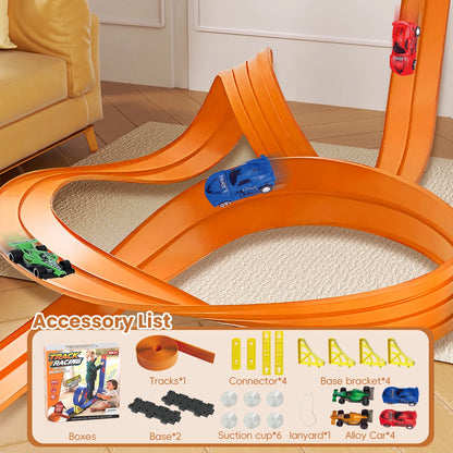 DIY track assembled aluminum alloy pull-back racing car gravity slide boys and girls educational toys holiday Christmas gifts