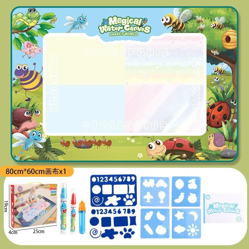 100x80CM Magic Water Drawing Mat with Reusable Magic Pens Montessori Painting Board for Doodling Educational Toys and  Gifts