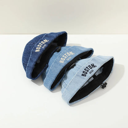 Blue Denim Melon Cap Baby Dome Brimless Hat 1-3Y Children Beanie Drawstring Bonnet Fashion Kids Landlord Hat Hip Hop Docker Caps