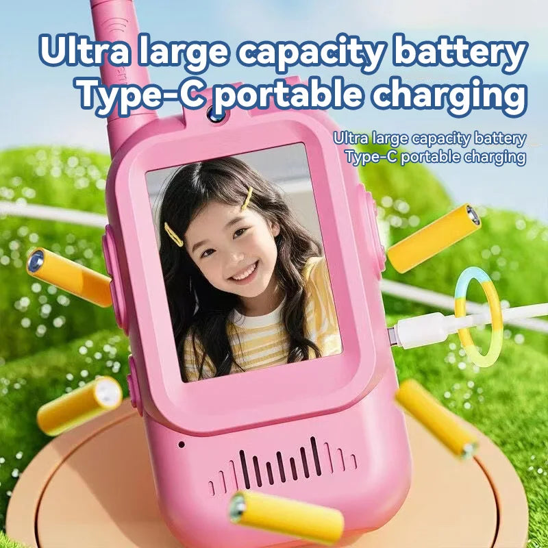 Set of 2 PCs Kids Video Walkie Talkie Toy with HD Camera - Pink and Blue