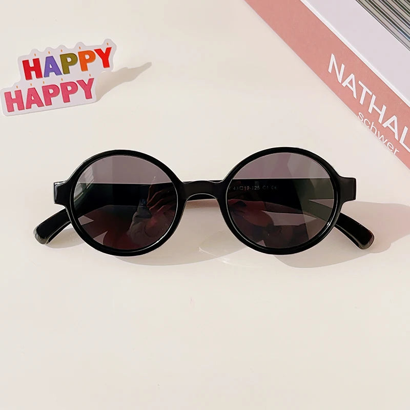 2025 New Kids Cute Checker Panel Color Round UV400 Sunglasses Baby Girls Outdoor Sun Protection Sunglasses Children Sun Glasses