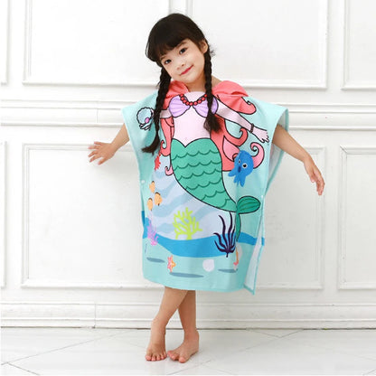 Baby Stitch Bath Towel Children Hooded Cape Cloak Boy Girl Cartoon Swimming Beach Towel Toddler Robes Lilo & Stitch Bathrobes