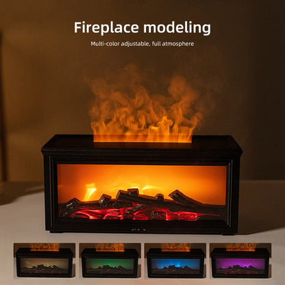 Mini Flame Essential Oil Diffuser – 7-Color Fireplace Aromatherapy Humidifier